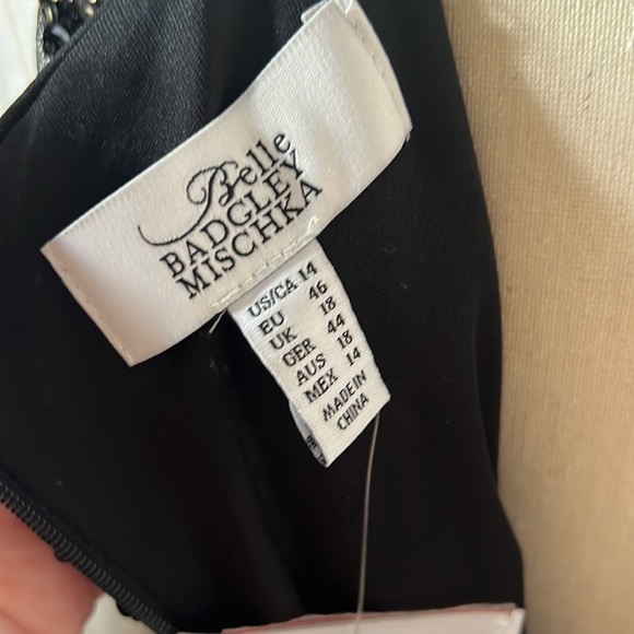 Belle Bagley Mischka Black Sequin Winola Sheath Stretch Evening Dress Size 14 - Picture 6 of 13